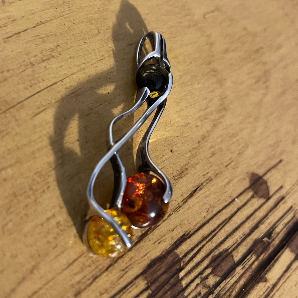Amber Wave Sterling Silver Pendant - Picture 10 of 14